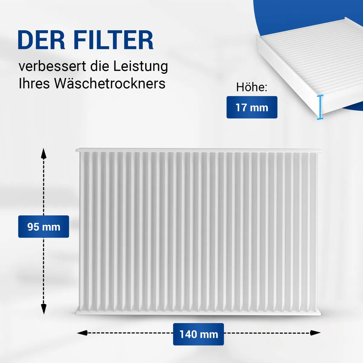 VIOKS 2x Filter 140x95x17mm Ersatz für Luftfilter Pollen Bosch 00481723 für Bosch Siemens Trockner Wärmepumpentrockner/Trockner Kondenstrockner